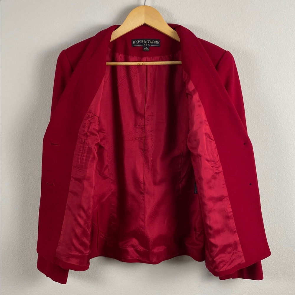 Kasper & Company ASL Vintage Wool Blazer/Suit Jacket | Fully Lined | Red - Picture 3 of 16